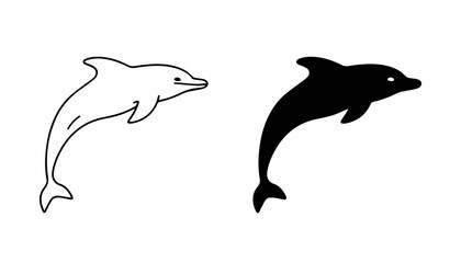 A silhouette of a dolphin On white background. © ZamStock