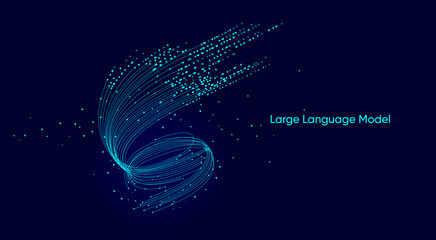 Illustration of abstract stream. Artificial intelligence. Big data, technology, AI, data transfer, data flow, large language model, generative AI	
