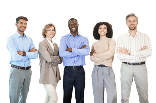 group of successful business people on a transparent background