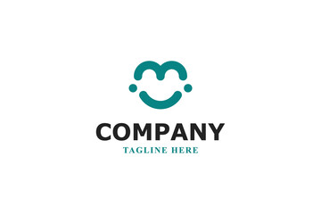 elegant letter m smile branding logo