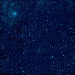 Abstract cosmic scene with a luminescent moon and a field of sparkling stars.