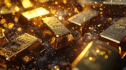 Photography Concept Depicting Rising Gold Bullion