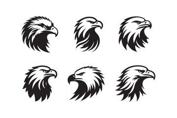 Set of Eagle head logo icon silhouette vector illustration