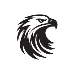 Eagle head silhouette vector illustration, head stylized logo