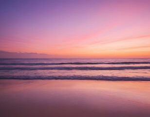 Obraz premium Romantic Sunset Over Ocean with Silhouetted Beach Scene , Tranquil and Serene for Love-Themed Designs