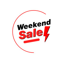 Weekend sale  banner vector design with flash sign