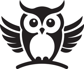 Cute Black Silhouette Owl with Wings Logo for Your Brand