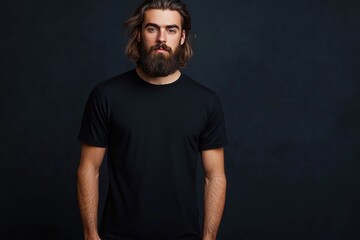 Naklejka premium Stylish male model in black t shirt for logo design.