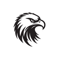 Eagle head silhouette vector illustration, head stylized logo