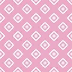 Valentine’s Day seamless pattern design, white hearts and rhombus in flowery composition.