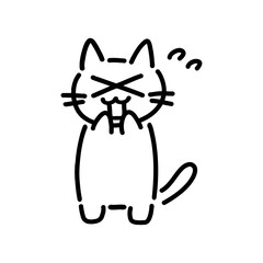 失敗して焦る猫の手描きイラスト