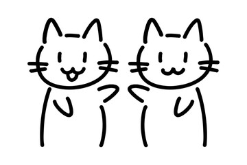 仲良しの猫二匹のイラスト