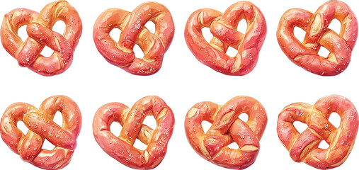 pink pretzel watercolor clipart