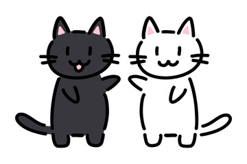 仲良しの猫二匹のイラスト