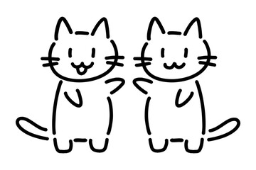 仲良しの猫二匹のイラスト