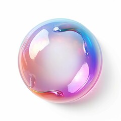 Iridescent Bubble, Isolated white background, flat lay