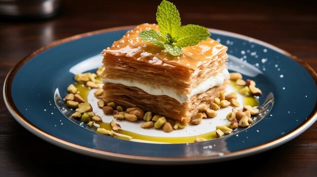elicious Baklava Dessert on a Plate 
