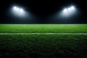 Obraz premium Illuminated soccer field at night.