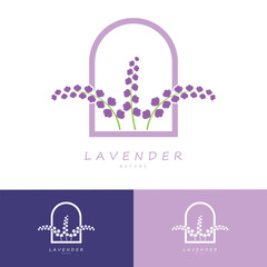 purple lavender flower logo, for flower gardens, parks, business, cosmetics, fashion, vector
