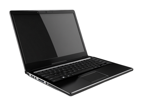 Isolated Black Laptop Computer