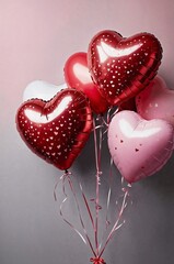 Pink heart shaped balloons, valentine's day card