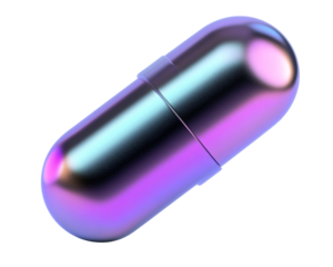 Isolated Metallic Purple and Blue Capsule Pill