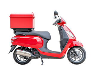 Isolated Red Delivery Scooter with Box