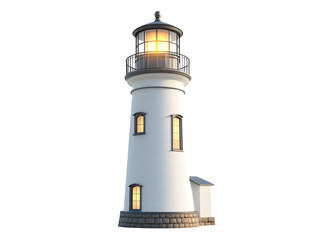 Isolated White Lighthouse on Stone Base
