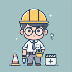 vector of architect character with his work helmet