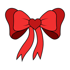 Vibrant Red Bow with Heart, Centerpiece for Festive Occasions