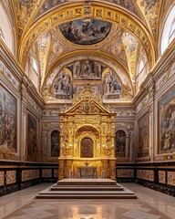 Obraz premium The Majestic Golden Altar and Ornate Ceiling of a Grand Cathedral