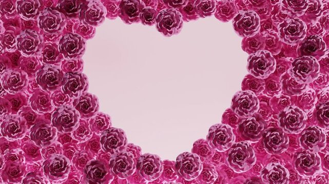 Heart shaped roses blooming background animation 4K looped. wedding, card, celebration, love, endless, weds, valentine,..