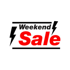 weekend sale sign offer simple vector design on white background