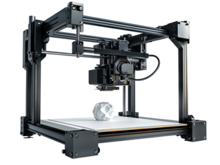 Isolated Black 3D Printer Creating Geometric Shape