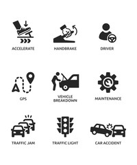 Car parts flat icon set stock illustration