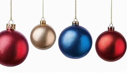 Festive Collection: Silver, Blue, Gold, and Red Christmas Baubles with Transparent Shadows