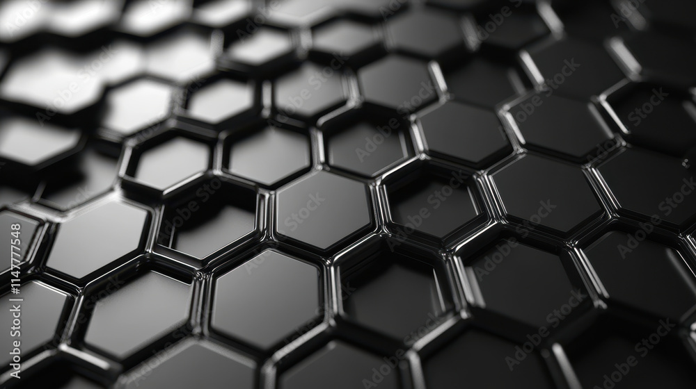 Poster black hexagonal carbon pattern with depth and texture for futuristic design concepts
