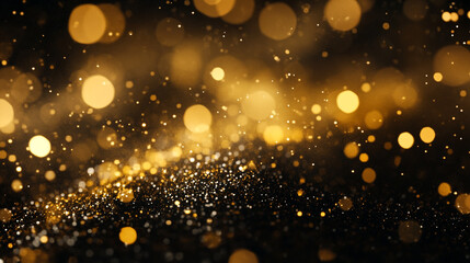 Glistening golden particles create a magical atmosphere for celebrations. 