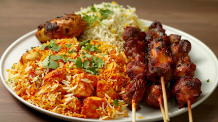 Fototapeta premium Traditional Chicken Dum Biryani Featuring Authentic Flavors and Aromatic Spices