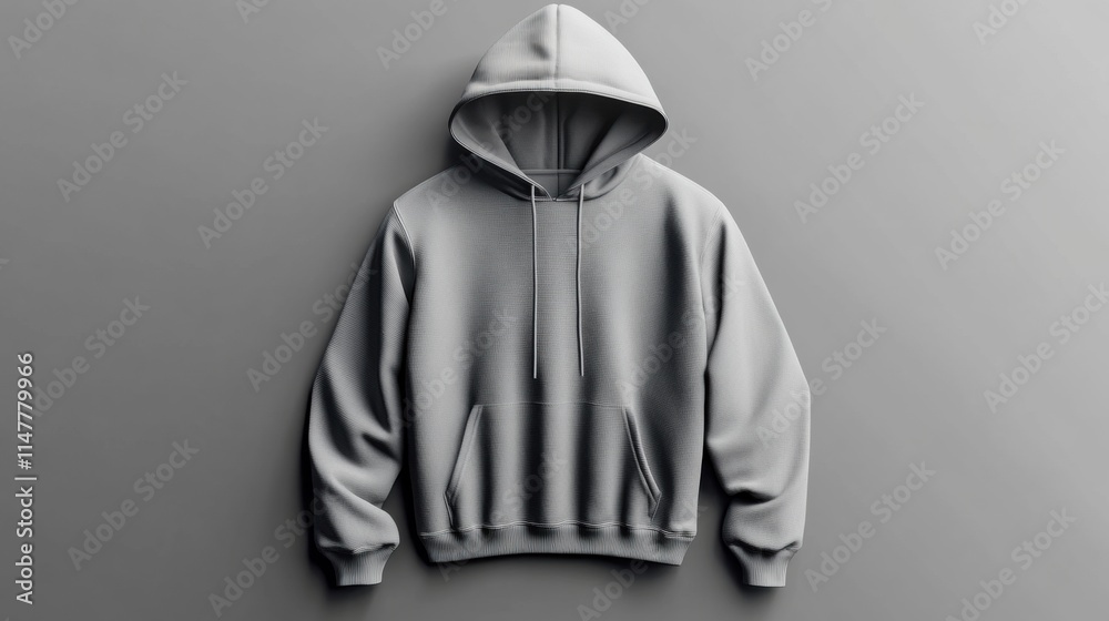 Fototapete mockup design template for a grey hoodie on a neutral background suitable for text placement and pro