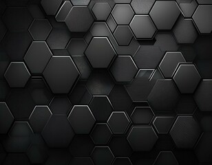 Fototapeta premium black Digital hexagon abstract background