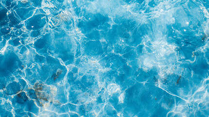 Obraz premium Clear blue water rippling under sunlight at a tranquil location. 