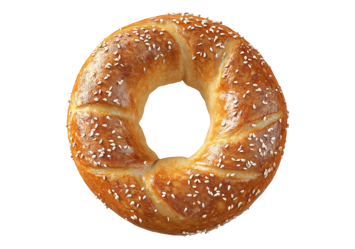 Bread bagel donut with sesame seeds. Transparent background .Isolated PNG