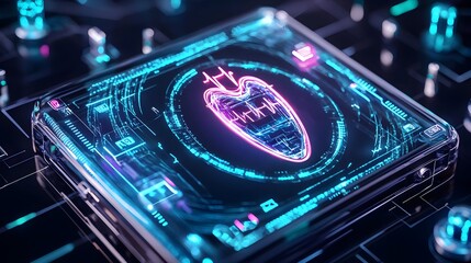Obraz premium digital heartbeat: futuristic medical tech - futuristic technology