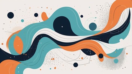 Abstract illustration featuring bold, flowing lines and scattered dots on a textured background the minimalist design offers a modern aesthetic with contrasting elements