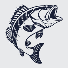 Bass fish image silhouette vector art and illustration
