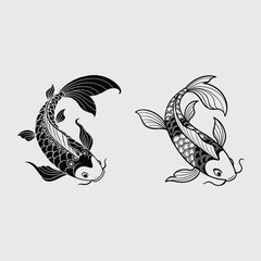  fish  koi image silhouette vector art and illustration