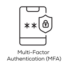 Multi-Factor Authentication (MFA) Icon – Secure Login Verification System- Editable stroke width vector line icon