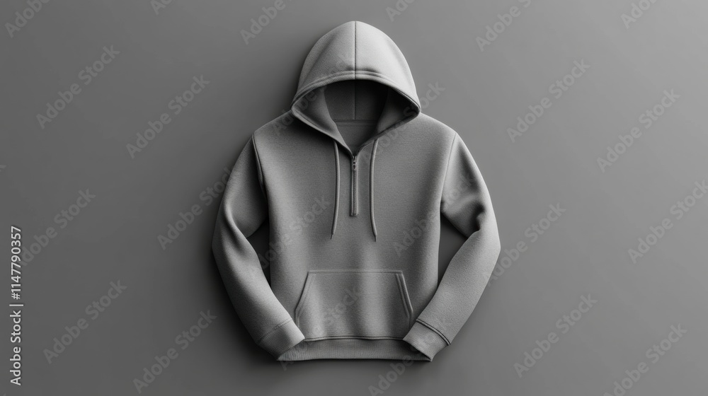 Aufkleber Minimalist gray hoodie mockup template with empty space for creative text placement and design ideas. Generative AI