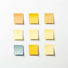 Post-It Notes, Isolated white background, flat lay